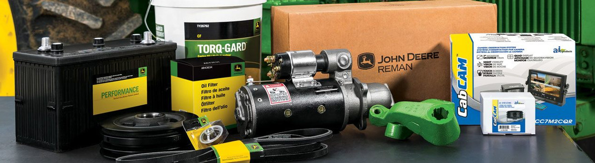 2018 John Deere tractor motors and accessories sitting on a store shelf